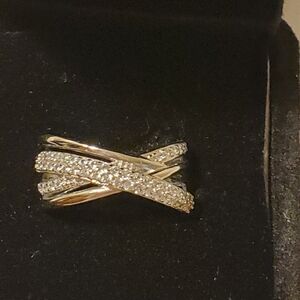 STERLING SILVER GEOMETRIC INFINITY RING WITH CUBIC ZIRCONIA SIZE 6.5